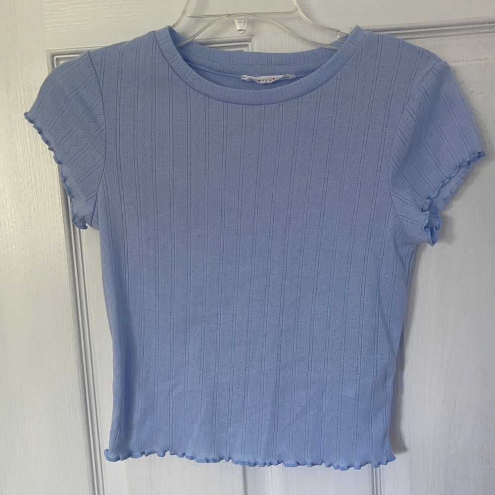 Blue Soft Ruffled Top